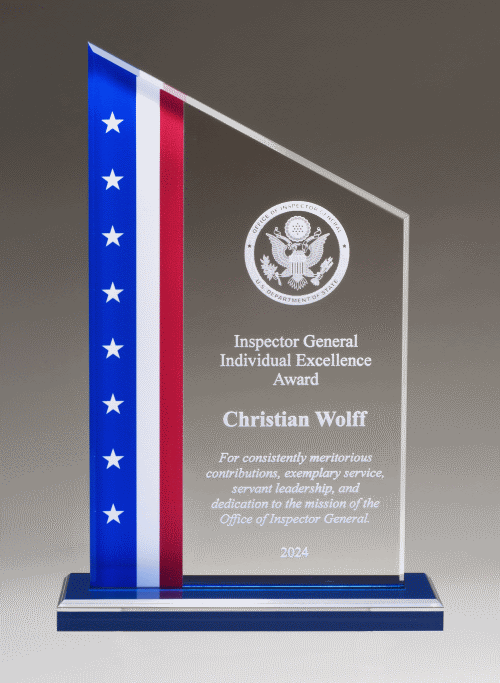 Zenith Series Clear Acrylic Award with American Flag Design