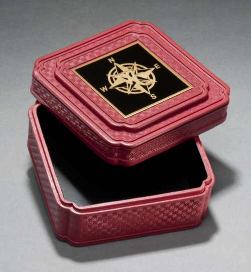 Red Acrylic Jewelry Box with Ornate Design