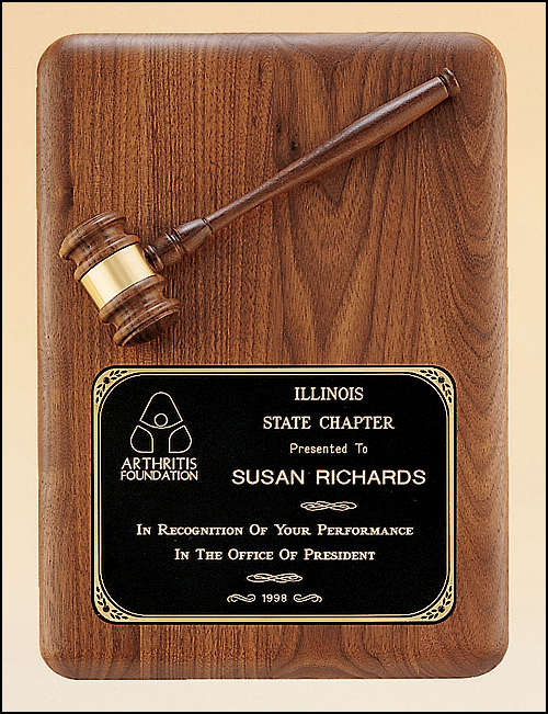 American Walnut Plaque with Walnut Gavel